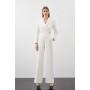 Tailored Compact Stretch Tuxedo Wide Leg Jumpsuit