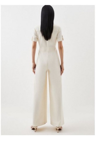 Relaxed Tailored Belted Utility Pocket Jumpsuit