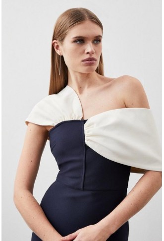 Figure Form Bandage Asymmetric Strap Knit Midi Dress