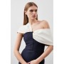 Figure Form Bandage Asymmetric Strap Knit Midi Dress