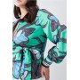 Plus Size Batik Floral Placed Hammered Satin Wrap Top
