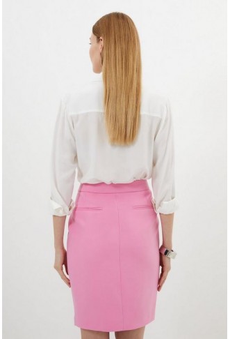 Compact Stretch Tailored Pencil Mini Skirt