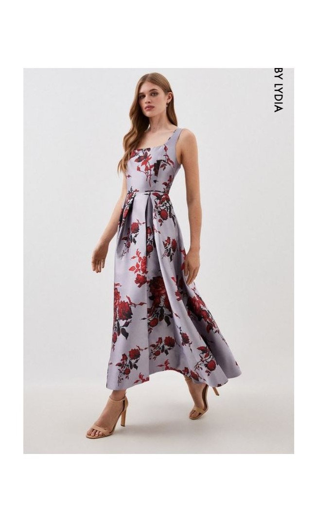 Lydia Millen Floral Jacquard Corseted Woven Maxi Dress