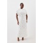Plus Size Crystal Applique Angel Sleeve Midaxi Woven Dress