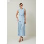 Ponte And Georgette Jersey Pleated Maxi Dress