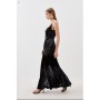 Placed Velvet Devore Strappy Woven Maxi Dress