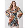 Abstract Butterfly Pleated Mini Dress