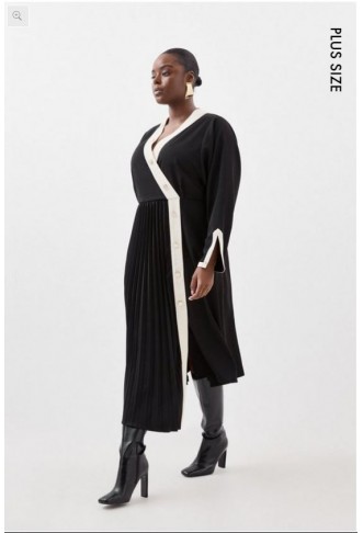 Plus Size Twill Pleated...