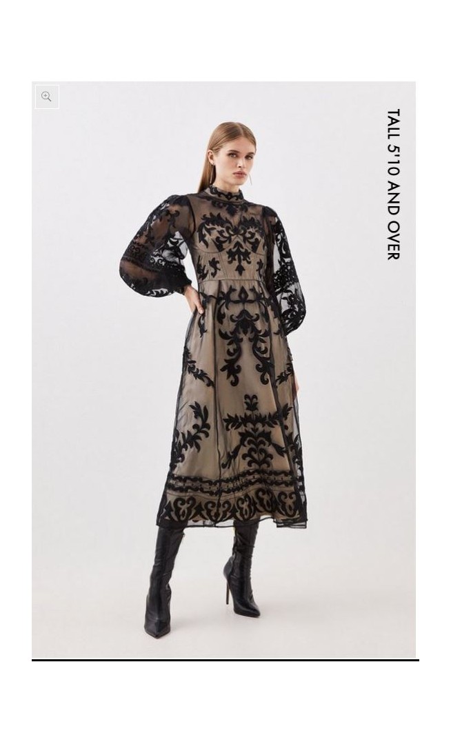 Tall Baroque Applique Woven Maxi Dress