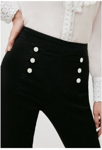 Mid Rise Kickflare Button Detail Jeans