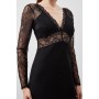 Lace And Ponte Jersey Maxi Dress