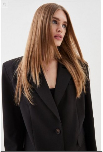 Compact Stretch Strong Shoulder Tailored Longline Blazer