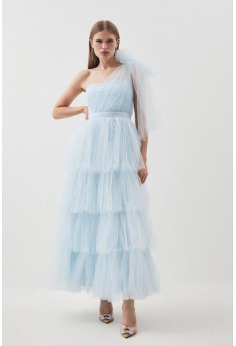 Tulle One Shoulder Woven...