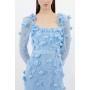 Lace Petal Applique Woven Midi Dress