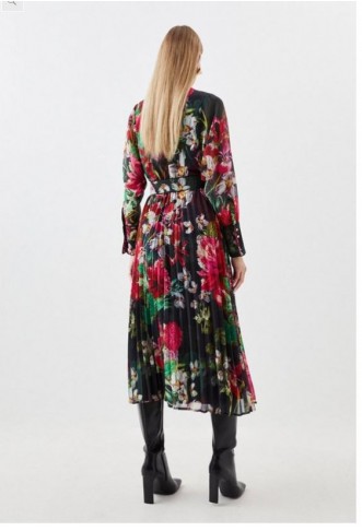 Tall Garden Floral Pleated Georgette Woven Maxi Dress