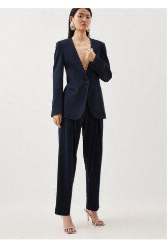 Relaxed Collarless Tailored...