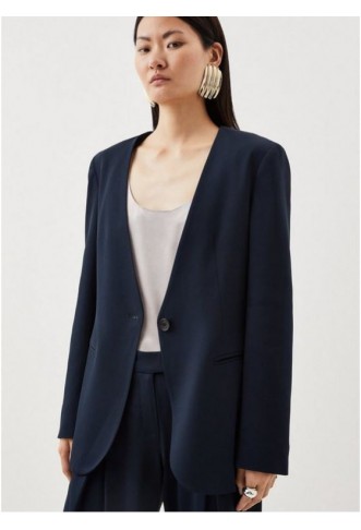 Relaxed Collarless Tailored Jacket