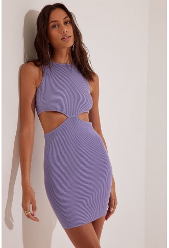 Fine Knitted Cut Out Detail Mini Dress