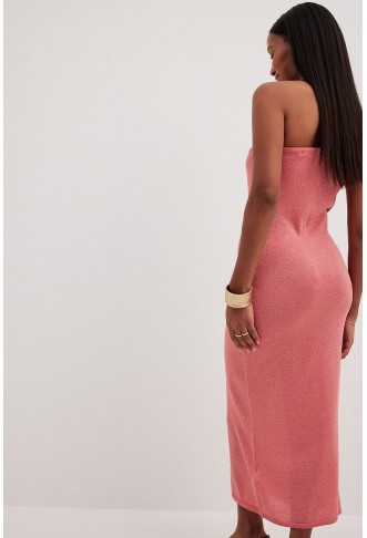 Glitter Knitted One Shoulder Midi Dress