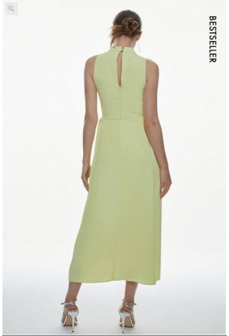 Soft Tailored Pleated Panel Midaxi Dress
