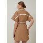 Petite Compact Stretch Tipping Detailed Tailored Mini Dress