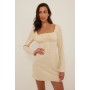 Puff Sleeve Linen Mini Dress