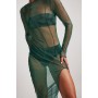 Net Fabric High Slit Maxi Dress