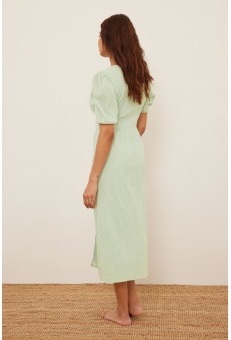 Soft Cotton Button Up Midi Dress