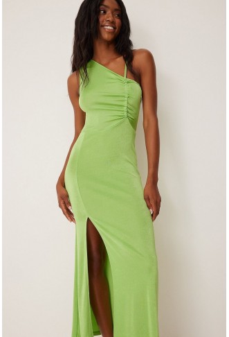 One Shoulder Drawstring Jersey Dress