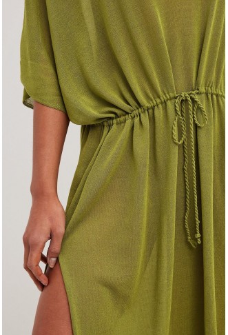 Sheer Knitted V-neckdrop Maxi Dress