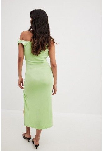 Slip Shoulder High Slit Dress