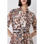 Animal Print Premium Linen Mini Shirt Dress