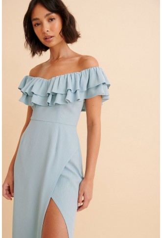 Off Shoulders Ruffles Maxi Dress