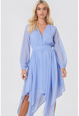 Asymmetric Hem Chiffon Dress