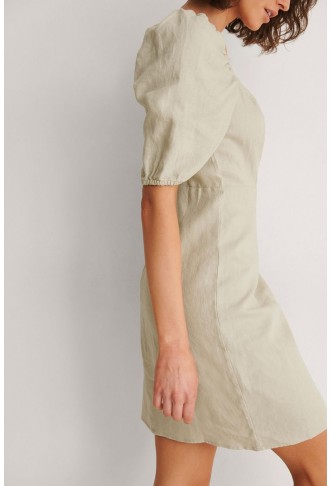 Square Neck Mini Linen Dress