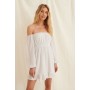 Off Shoulder Smocked Recycled Mini Dress