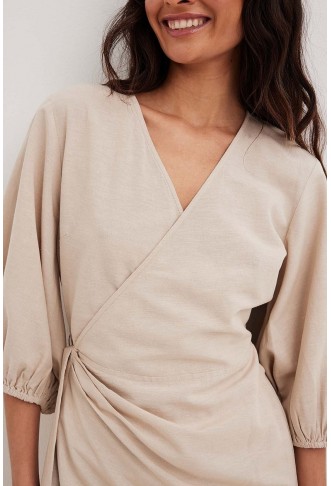 Wrapped Linen Mix Mini Dress