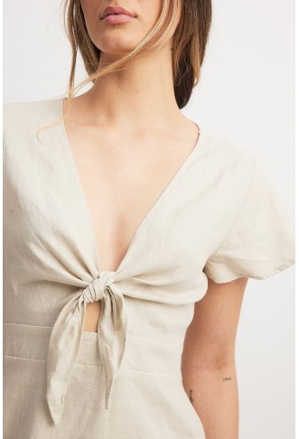 Tie Front Linen Dress