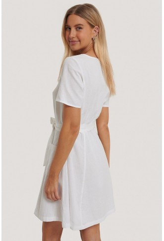 Square Neck Linen Look Dress