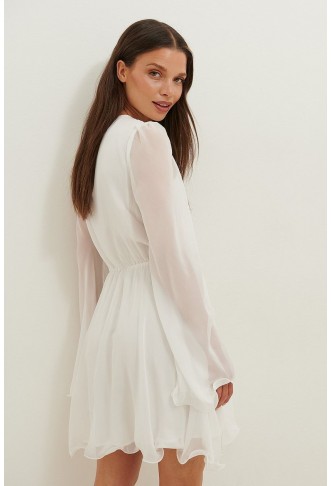 Wide Sleeve Chiffon Mini Dress