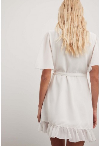 Flowy Short Sleeve Overlap Mini Dress