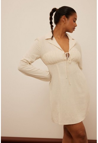 Straps Front Linen Mini Dress