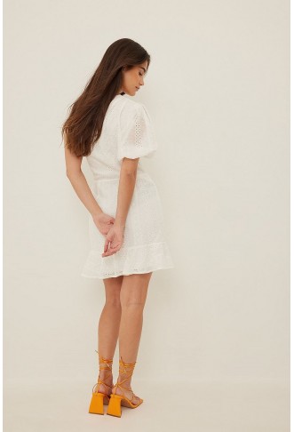 One Sleeve Anglaise Mini Dress