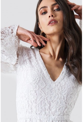 Flared Sleeve Lace Playsuit