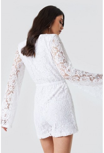 Flared Sleeve Lace Playsuit