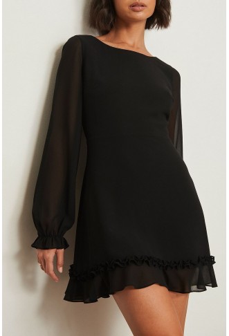 Recycled Frill Detail Long Sleeve Dress