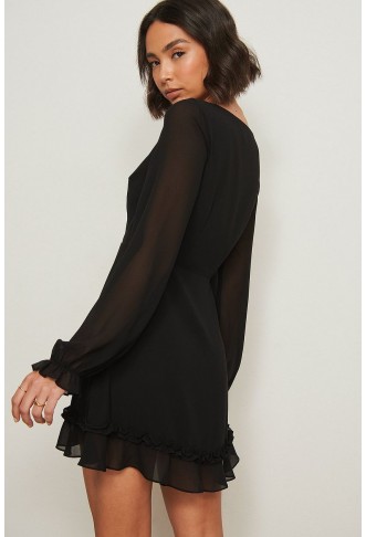 Recycled Frill Detail Long Sleeve Dress