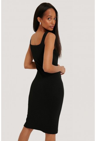 Square Neckline Slit Dress