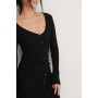 Rouched Ribbed Button Dress