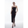 Compact Stretch Corset Seamed Bandeau Midi Dress